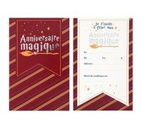 6 cartons invitation anniversaire sorcier 11x17cm - chalayer 7914 0-99 Rouge G