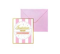 6 cartons invitation anniversaire sugar party rose - sud trading cd5633
