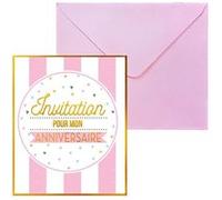 6 cartons invitation anniversaire sugar party rose - sud trading cd5633 Rose G