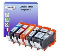6 Cartouches compatibles avec Canon PGI-520 XL, CLI-521 XL (2Bk/2PBk/2C/2M/2Y/2GY) - T3AZUR
