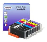 T3AZUR - 6X Cartouches compatibles avec Canon PGI-580 CLI-581 XXL pour Canon Pixma TS8100 TS8150 TS8151 TS8152 TS8200 TS8240