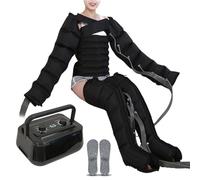 6-Cavity Air Compression Leg Massager Machine, Pressotherapy Boots for Waist Leg, Lymphedema Circulation Swelling Relax Pain Relief, Timed and Adjustable Pressure, Super Quiet Compressor (Black 2