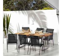 6× Chaises de Jardin Acier et Textilène Noir Fauteuils Empilables Patio vidaXL
