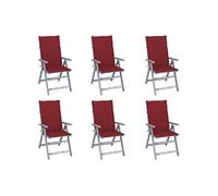 Lot de 8 Chaises Inclinables de Jardin avec Coussins Siège Gris Acacia vidaXL