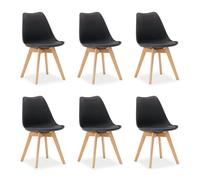 6 chaises noires avec pieds en bois