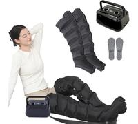 6 Chambres Pressothérapie Bottes Pressothérapie Drainage Lymphatique, Appareil De Massage À Compression D'air Pour Jambes, Fonctionnement silencieux, Pression réglables (noir, 2legs)