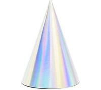 6 chapeaux fête carton cône 17.5cm iridesent - partydeco czap6-017 Gris G