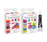 6 colorants alimentaires en poudre + Stylo glaçage noir Scrapcooking