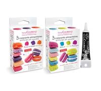 6 colorants alimentaires en poudre + Stylo glaçage noir