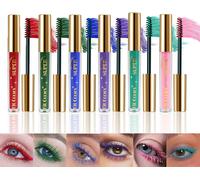 6 Colors Colorful Mascara Set,3d Fiber Mascara Colorful Waterproof Brush Green Black And White,Rainbow Colors Natural Eye Makeup