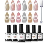 6 Colors Uv Nail Polish Set 6 Colors Nail Art Design Nude Pink Cat Eye Blue