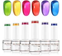 6 Colours Semi-Permanent Rainbow Gel Nail Polish Set, Crystal Jelly Uv Led Soak Off Glossy Long Lasting Kit 45