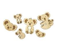 6 confettis bois koala 2.3x3.5cm nature - hobi dek0702 Gris G