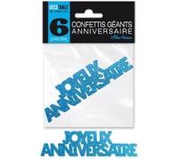 6 confettis géants bleus anniversaire Bleu G