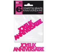 6 confettis géants fuchsia anniversaire Rose G