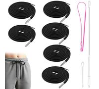 6 Cordons 130cm Noir avec Aiguille, Lacets Solides pour Jogging et Sweat | Cordon polyester tressé, embouts métal. Durable & élégant pour jogging/casual. Kit avec enfile-aiguille : installation facile