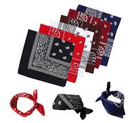 6 Couleurs Bandanas Foulards Hommes Femmes, Bandanas Fichu Mouchoir Unisexe,Bandeau de Cheveux,Echarpe de Cou,Décoration en Coton Rétro Style Multicolore Multifonction pour Homme et Femme,Enfant