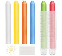 6 Couleurs Craie Exterieur Enfant Sans Poussière, Avec 6 Porte-Craie Rétractile, Effaçable et Lavable Craie Pour Tableau Noir, Craies de Trottoir pour Tableau Noir et Blanc Dessin,écriture