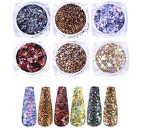 6 Couleurs De Poudre À Ongles Ensemble Délicats Ongles Scintillants Powders Powders Décorations D'art Parfaites Pour La Belle Poudre