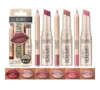 6 couleurs de rouge à lèvres mat 3 couleurs de crayon à lèvres + 3 couleurs de rouge à lèvres mat velouté Kit de maquillage des lèvres très pigmenté et longue durée avec un joli paquet cadeau
