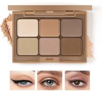 6 Couleurs D'ombres À Paupières Nude, Palette De Maquillage D'ombres À Paupières Mates Et Scintillantes Pour Un Maquillage Des Yeux Neutres, Fumés Et Bronzés