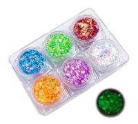 6 Couleurs Gel Paillettes Visage Phosphorescent, Paillettes Corps et Cheveux Brillent dans le Noir, Maquillage Festival Fluo pour Soirée, Musique, Halloween, Noël - Pas de Colle Nécessaire