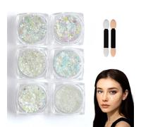 6 Couleurs Lumineuse Paillettes Gel, Gel Paillettes Visage Fluorescent - 6 Designs paillettes, Paillette Festival pour Visage, Corps, Ongles, Cheveux, Halloween, Fête, Noël.