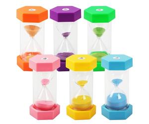 6 Couleurs Minuteur Sablier,Sablier Colore kit,3/10/30/15/45/60 Minutes,Minuterie de Couleur,Adaptée à la Cuisine, Idéal pour Cuisine, Famille, Vie d'enfant, Temps de Jeu, Cadeaux créatifs