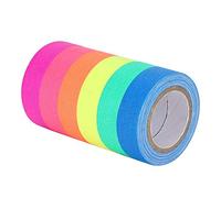 6 Couleurs Neon Gaffer Tissu Ruban gaffer de color Dos Imperm¨¦able Multifonctionnel Phosphorescent Ruban Adh¨¦sif pour ¨¦tiquettes de Code Couleur, Marquage au Sol, Reliure Gafferband