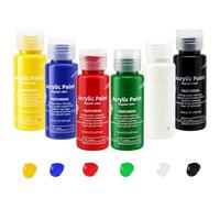 6 Couleurs Peinture Acrylique,Peinture Acryliques Opaques,Pigments Riches,Permanente sur Verre, Céramique, Bois, Tissu, Toile Pour Débutants, Artistes
