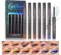 6 Couleurs Sunset Glitter Liquid Eyeliner Set, 6pcs Metallic Finish Ombre À Paupières, Séchage Rapide Imperméable Haute Pigmenté Coloré Maquillage Des Yeux Pour Halloween, Cosplay