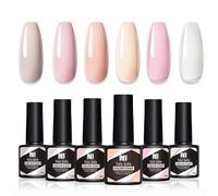 6 Couleurs Vernis Gel Semi,Vernis Semi Permanent Rose Nude Set-Box,Milky White Pink Gel Vernis à Ongles Soak-Off UV/LED Série Cadeau Pour Studio de Manucure DIY Home,8.5ML