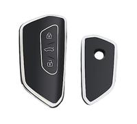 【6 Couleurs】 Z.MYUKI Enyaq Coupe iV Sportline Coque clé avec Porte Clef pour Skoda Enyaq iV 2020-2023 2024 Accessoire Protection cle (Noir)