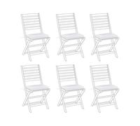 6 Coussins d'Extérieur en Polyester Blanc Rembourrés en Mousse avec Liens d