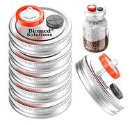 6 couvercles de culture liquide de champignons à bouche régulière, couvercle de pot de culture de haricots avec filtre à seringue en PTFE de 0,2 microns et ports d'injection auto-cicatrisants de 20 mm