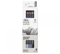 6 Crayons Fusain - Doux - Moyen - Dur - Winsor Et Newton - Studio Collection