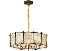 6 Crystal Drum Oil Rubbed Bronze Industrial Farmhouse Chandelier Foyer Vintage Glass Ceiling Pendant Light Rustic Hanging Lamp for Bedroom Kitchen Island Entryway