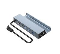 6 dans 1 station d'accueil USB-C,support de console de jeu de hub du jeu 4K avec HDTV + PD 100W + USB 2.0 + RJ45 pour le téléphone portable,ordinateur portable,plate-forme de vapeur - Type GRIS