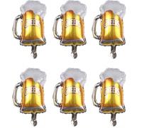 6 décorations de fête thème bière, verres à bière, Tchin, ballon en feuille d'aluminium, couleur or, 40,64 cm, Noël Taille UniquePapetier