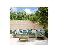 Salon de Jardin 6 pcs, Canapés avec Repose-pied, Ensemble de Meubles avec Table Basse Patio Terrasse, Rustique, Bois de Pin Imprégné