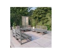 Bois de Pin Massif Salon de Jardin 6 pcs avec Coussins Patio Extérieur vidaXL