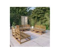 Vidaxl Salon De Jardin 6 Pcs Marron Miel Bois De Pin Massif Marron