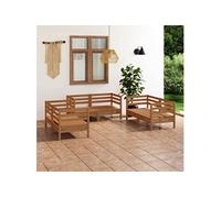 6-delige Loungeset massief grenenhout honingbruin3082585