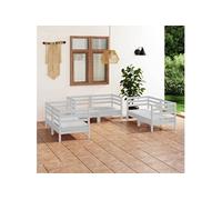 Vidaxl Salon De Jardin 6 Pcs Blanc Bois De Pin Massif Blanc