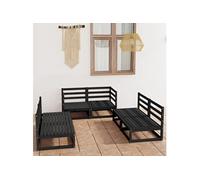 Vidaxl Salon De Jardin 6 Pcs Noir Bois De Pin Massif Noir