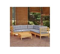 vidaXL 6-delige Loungeset met grijze kussens grenenhout3096676 Gris G