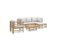 6-delige Loungeset met kussens bamboe lichtgrijs3155083