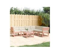 Salon de Jardin avec Coussins Siège 6 pcs Blanc Bois Massif de Pin vidaXL