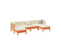 Vidaxl Salon De Jardin 6 Pcs Avec Coussins Cire Marron Bois Pin Massif