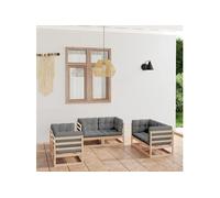 6-delige Loungeset met kussens massief grenenhout3076489